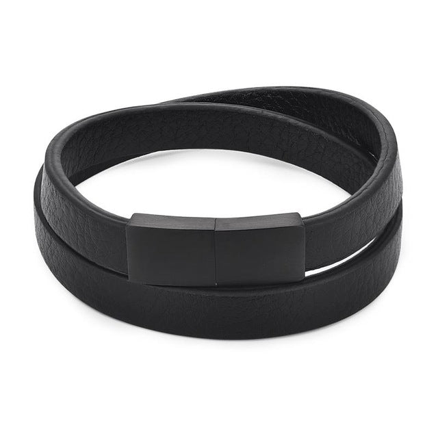 Black Leather Bracelet xx