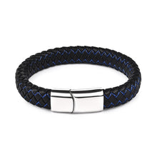 Load image into Gallery viewer, Black Blue Braided Leather X