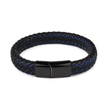 Load image into Gallery viewer, Black Blue Braided Leather X