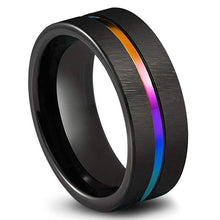 Load image into Gallery viewer, Black Titanium Stainless Steel  8mm Colorful Rainbow