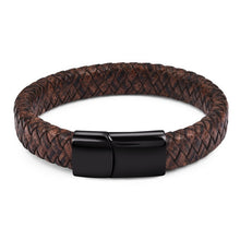 Load image into Gallery viewer, Black Blue Braided Leather X
