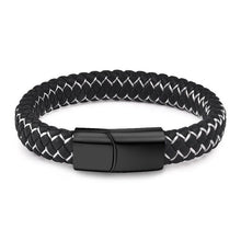 Load image into Gallery viewer, Black Blue Braided Leather X