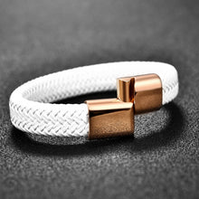 Load image into Gallery viewer, White Leather Bracelet Silver/Gold/Rose X
